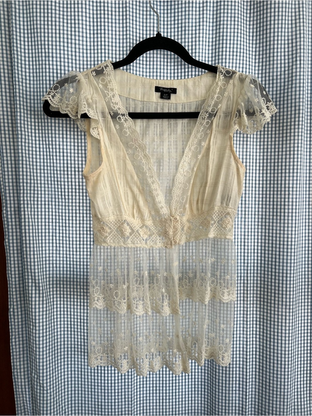 Rhapsody Ivory Lace Sheer Chemise with Flutter Sleeves